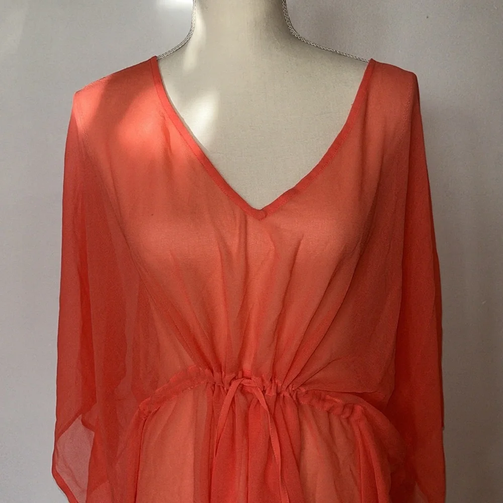 Beaches And Boho Seas The Dream peach/orange Sheer Coverup